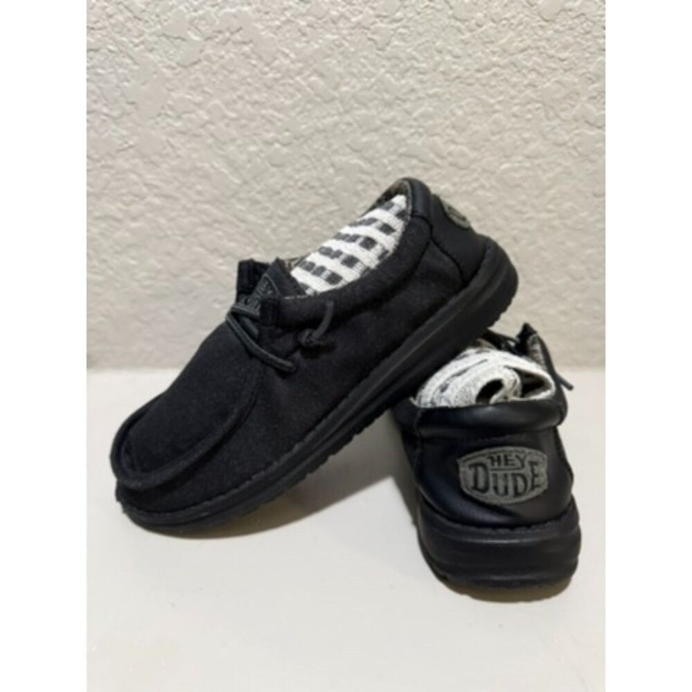 Hey Dude Youth Size 3 Black Slip On Shoes Boys Girls Lightweight Casual